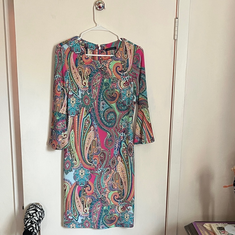 Tommy Hilfiger Teal & Pink Paisley Long-Sleeve Sheath Dress